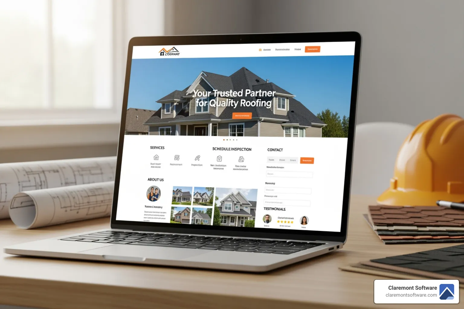 a split image showing a website on a smartphone. The left side shows a crowded, unreadable website, labeled "Not Mobile-Friendly." The right side shows a clean, well-organized website, labeled "Mobile-Friendly." - roofing company website design